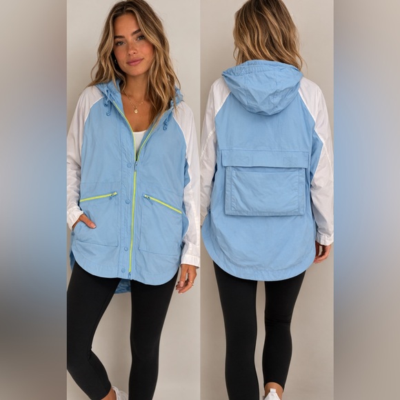 free people movement Jackets & Blazers - NWT Free People FP Movement Singin In The Rain Packable Jacket Baby Blue Size M